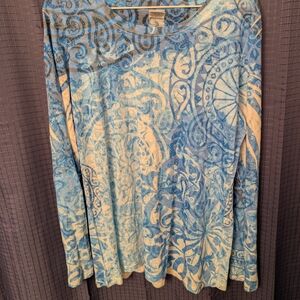 NWOT Laura Ashley Blue Long Sleeve Lightweight Tee  XL